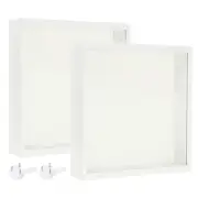 2Pcs 8x8 Shadow Box Wood Dried Flower Floating Photo Frame, White