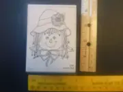Scarecrow Face (female) - Wood Mounted Rubber Stamp
