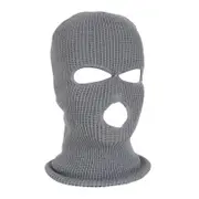 Nevenka 3 Hole Winter Knitted Mask Outdoor Sports Full Face Cover Warm Knit Balaclava for Adult-Grey