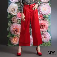 在飛比找momo購物網優惠-【MAGIQUE WARDROBE】寬口長褲(紅色)