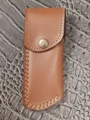 Close Top Button Belt Loop Leather Pocket Knife Sheath