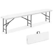 Costway 1.8m Double Seat Folding Bench Portable Thickened Long Chair w/600kg Capacity Handle & Lock Outdoor White