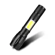 T6+COB Zoomable Flashlight 3 Modes Waterproof EDC Tactical Torch Light Work Lamp