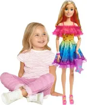 Large Barbie Doll 28 Inch Poseable Fashion Doll with Rainbow Dress Accessories