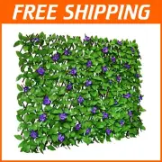 Realistic Faux Ivy Expandable Fence for Enhanced Outdoor Privacy - Green Flowers