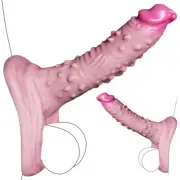 Men Cock Girth Enlarge Enhancer Penis Extension Extender Sleeve Realistic Condom