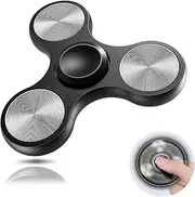Aolcev Fidget Spinner Hand Spinner Fidget Toy Stainless Steel Metal Fast Bearing 2-5 Minutes Spins Hand Spinner Tri Finger Gyro Toy EDC ADHD Focus Anxiety Stress Relief Toys for Kids Women Men-Black