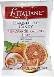 Serra Le Italiane, Italian Natural Hard Candy Filled with Red Orange from Sicily Italy, 3.5 oz