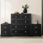 [OIKITURE] 5 Chest of Drawers and 2 Bedside Tables Hamptons Furniture Set