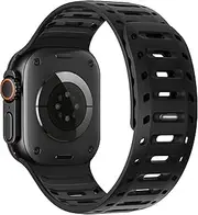 Magnetic Sport Watch Wristband Compatible with Apple Watch 49mm 46mm 45mm 44mm Men Silicone Replacement Strap for Iwatch Ultra 2/1 Series 10/9/8/7/6/5/4/SE