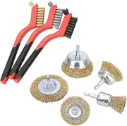 5-Pack Wire Brush for Drill & 3-Pack Wire Brush Set, Wire Wheel Brush Cup Set, Wire Wheel for Drill, Brass/Stainless Steel/Nylon Wire Brushes, for Cleaning Rust, Paint, Abrasive