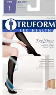 Truform Women's Compression Stockings Sheer Knee High 20-30 mmHg BLACK 0263BL-XL