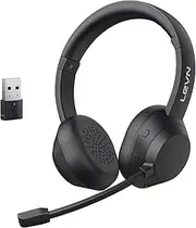 LEVN Wireless Headset, Bluetooth Headphones with Mic for Work(Noise Cancelling), 65 Hours Woktime & Mute Button,Wireless Headset for Work from Home/Office/Call Center/PC/Computer/Laptop/Teams