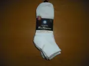 Mens NWT Ben Sherman Quarter Cut Ankle Socks 10prs White Lightweight Sz:L (8-12)
