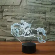 3D Illusion Night Light English Horse Riding USB Touch Change Gift Light d
