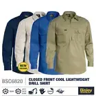 Bisley Workwear Closed Front Cool Lightweight Cotton Drill Shirt L/S Men BSC6820
