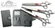 Kenchii Grooming Flame Shears Available 8" Straight or Curved, 21 Teeth, or Set