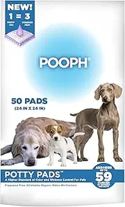 POOPH Potty Pads, Pee Pads for Dogs, Puppy & Housebound Pets, Disposable Potty Training Pads with Leak-Proof Design and Quick-Dry Surface, Superior Absorbency, 24x24 Inch - Pack of 50, White & Purple