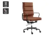 Matt Blatt Eames Premium Replica High Back Soft Pad Office Chair Genuine Leather (Tan/Black)
