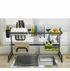2 Tier Dish Drying Storage Drain Rack Stainless Steel Kitchen Holder Over Sink