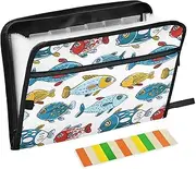 Folder with Pocket 13 Pockets A4 Letter Size with Zipper Closure for Document Storage Hand-Painted Moldfish para guardar documentos