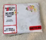 Vintage NOS Morgan Jones Muslin Double Fitted Sheet 70s 80s Retro Floral #6266