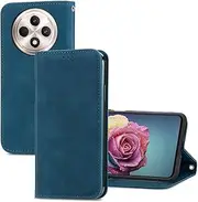 [YUEQIAN] Case for Oppo Reno 12F 4G/Oppo Reno 12 FS 5G (Reno12 F 5G), Premium PU Leather Flip Wallet Phone Case, with [Card Slot] [Magnetic Closure] [Foldable Stand] Shockproof Protective Case, Blue