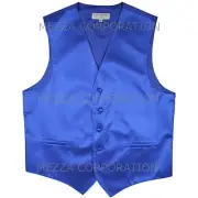 New Men's Tuxedo Vest Waistcoat Horizontal Stripes only prom party Royal Blue
