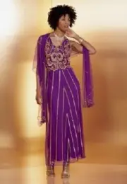 size 14M Purple Gold Formal Sequined Maraye Gown Dress Ashro (wrap not included)