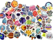 50pcs Outer Space Stickers - Waterproof Die Cut Glossy PVC Stickers - Stationery
