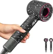 Rhinestones Case for Dyson Hair Dryer Anti-Scratch Shockproof Dust Proof Travel Protective Case Cover for Dyson Hair Dryer (Bling Black)