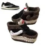 Scott X Air J BasketBall Low Black Brown Shoes Crochet Sneaker Baby Boy