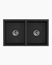Double Sink Black Granite Stone Kitchen Laundry Basin Top undermount Trough 78CM