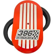 396 Stroker Air Cleaner Kit, 15" Oval, Orange, Billet Top, Die-Cast Aluminum