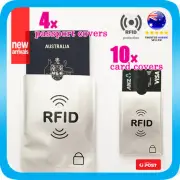 RFID Blocking Cover 4x Passport +10x Credit Card Protector Sleeve Shield Holder