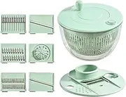 Plastic Salad Spinner,Salad Spinner Large,Vegetable Spin Chopper,Fruit Washing Basket,with Slicer, Fruit and Vegetable Wash Bowl,Veggie Chopper with Container and Lid,with 6 Blades