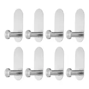 8pcs Self Adhesive Hook Stainless Steel Shower Robe Towel Wall Hooks, Silver