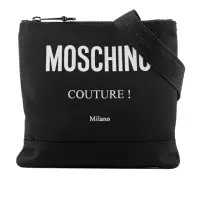 在飛比找momo購物網優惠-【MOSCHINO】Logo 尼龍薄款斜背包(黑色)