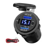 1 Pcs 12V Dual USB Car Charger With Voltmeter Efficient For 12V 24V Boat RV A