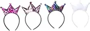 [Ipetboom] Elegant Sequin Hair Hoop Crown Headwear for Kids 4pcs Set Non-fading Elastic Headbands Perfect for Party Decorations Random Color