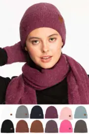 C.C Exclusive Women Soft Warm Recycled Fine Yarn Cuff Beanie Hat
