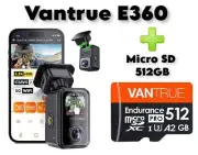 Vantrue E360 with 512GB Micro SD, 5.2K 360° Panoramic Dash Cam, 5GHz WiFi GPS