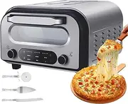 Mini Pizza Oven, 12" Countertop Pizza Oven Electric Pizza Maker with Cutter, Intelligent Temperature Control and Timer, 6 Pizza Presets, for Home Kitchen Restaurant