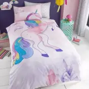 UNICORN Stars" Single Quilt Cover Unicorn Doona Quilt & Pillowcase New