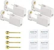 [psaakon] Self Ear Piercing Kits – 4 Pack Disposable Self Ear Piercing Gun, Ear Pearcings Kit with 3mm Silver Black Gold Ball Earring Studs,Safety Ear Piercing Gun Kit Tool