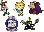 Cuphead Pin Set, Official Licensed Cuphead Pins, Collectors Box Includes 5 Pins by Youtooz Cuphead Collection, Aluminum, no gemstone