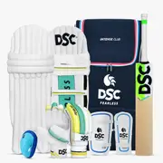 DSC English Willow (Aus) 2024 Cricket Set - Size: Harrow - 1 Spliit 88 English Willow Cricket Bat, 1 Pair Batting Pad,1 Thigh Pad, 1 Pair Batting Gloves, 1 Abdominal Guard, 1 Arm Guard & 1 Kit Bag