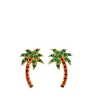 Palm Angels Palm Tree Crystal Embellishment Earrings One size Green