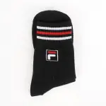 FILA SOCKS[SCU-7003-BK] 中筒襪 運動 休閒 舒適 潮流 百搭 棉質 台製 黑底白條紋