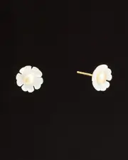 18K Italian Gold Pearl Flower Studs